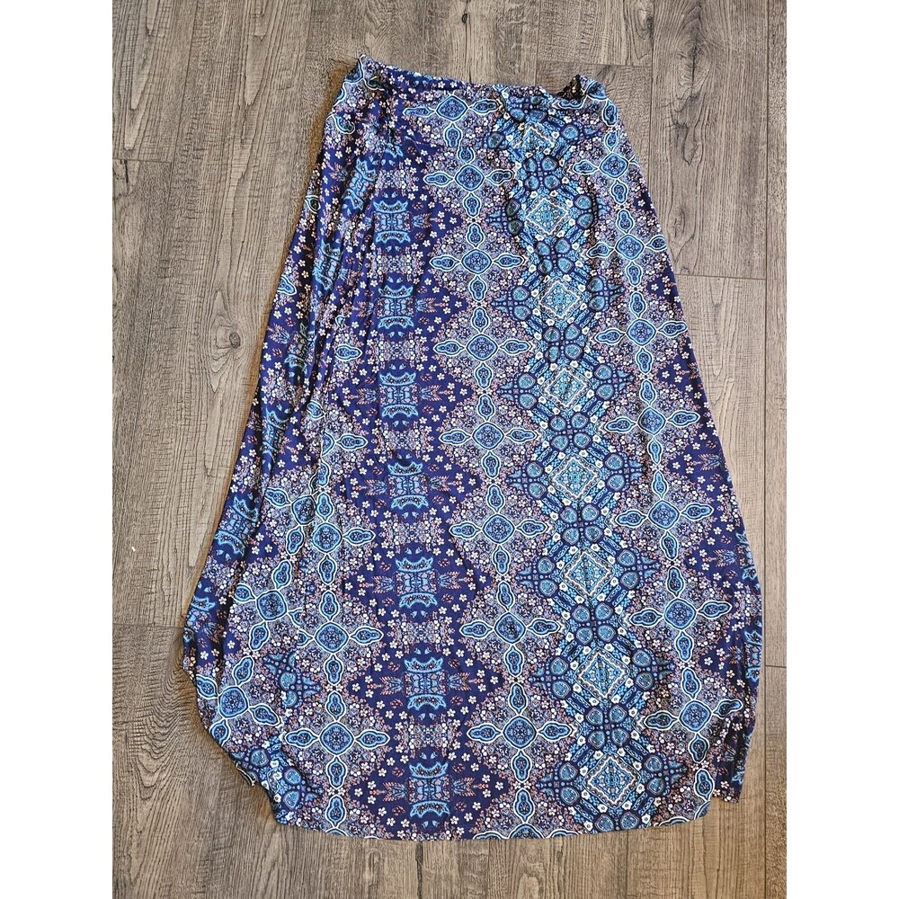 ARTISAN NWT Blue Geometric Print Maxi Skirt Women's Size Medium